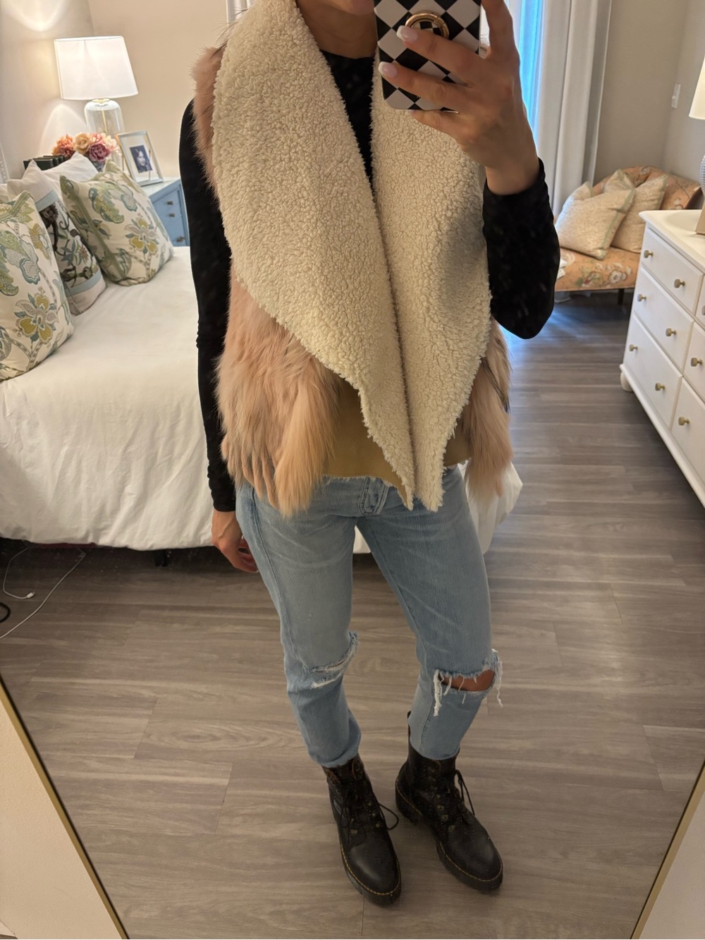 C&C California Sherpa Vest + Tempo Paris Fox & Rabbit Fur Vest 🐇🤍